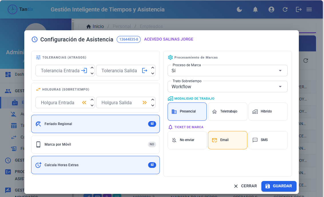 Configuración de Asistencia