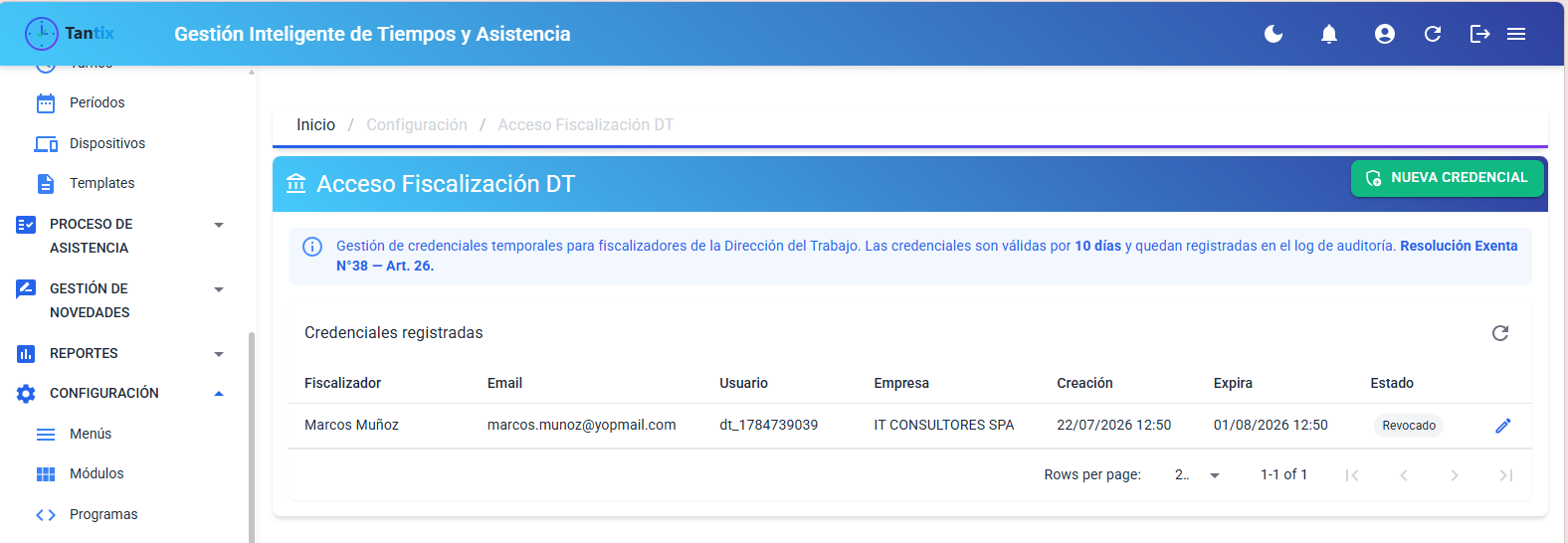 Acceso Fiscalización DT