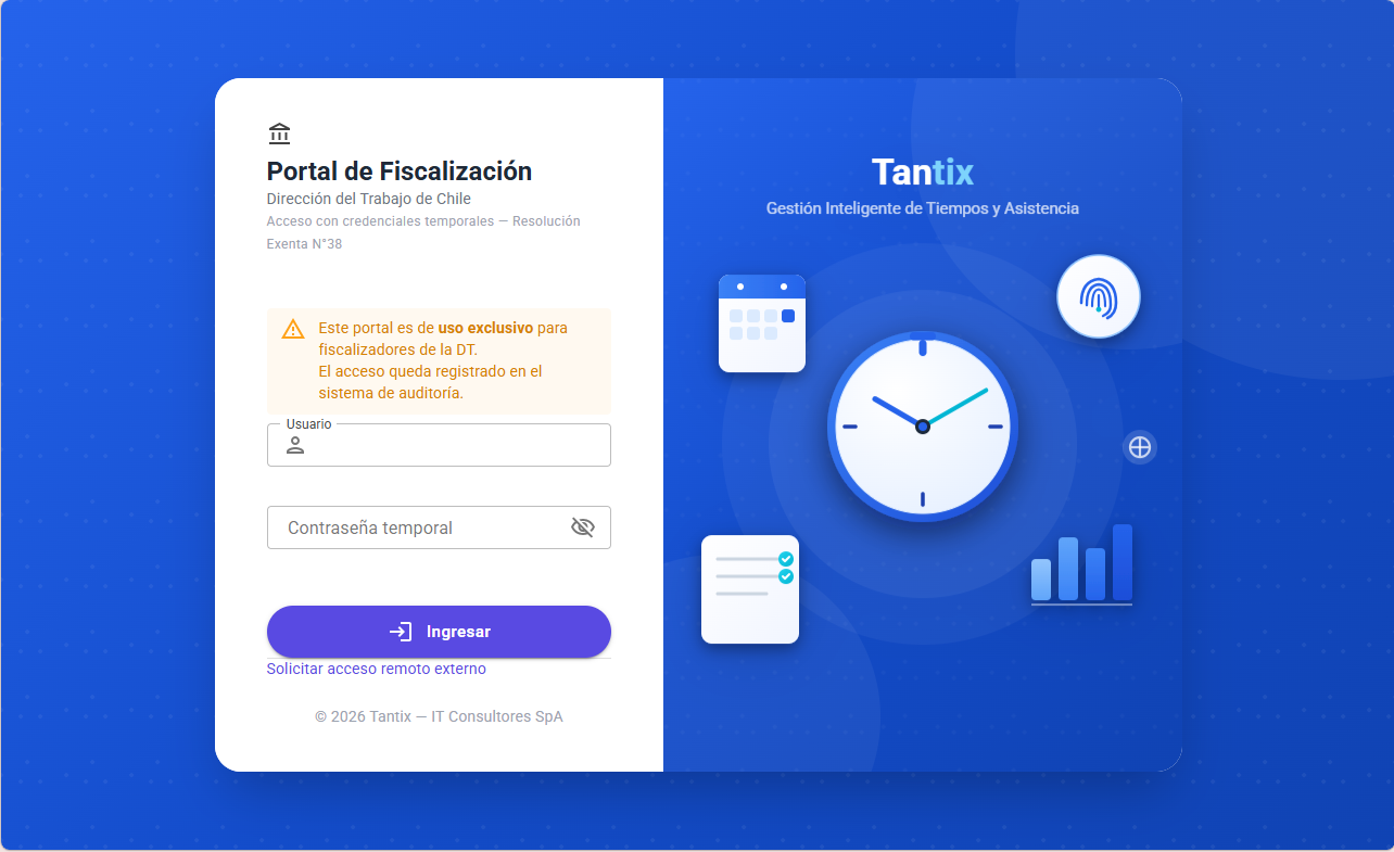 Login Portal Fiscalización DT